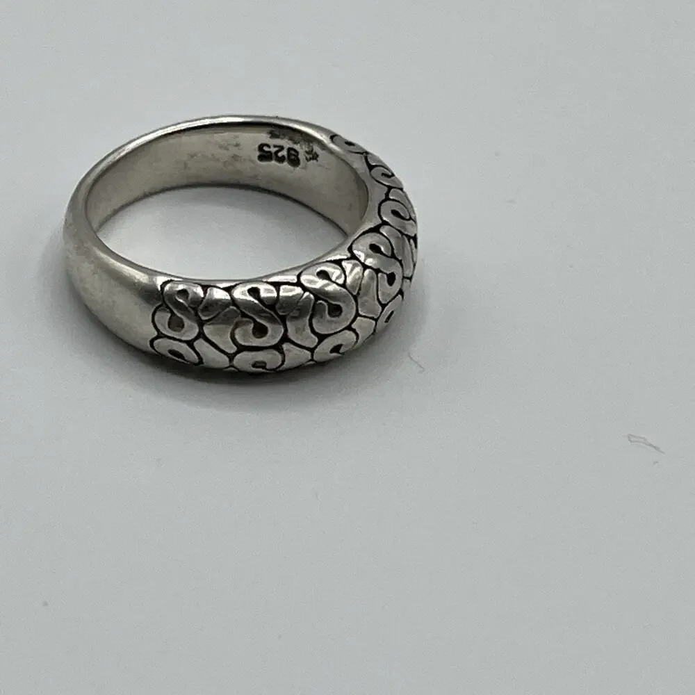 Korean hanbok Karakusa patterns Ornate Foliate Sterling Silver Ring 925 Sz 7.5